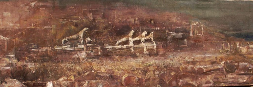 DELOS, Oil on canvas, 50x160, 2016 by Nikos Stratakis