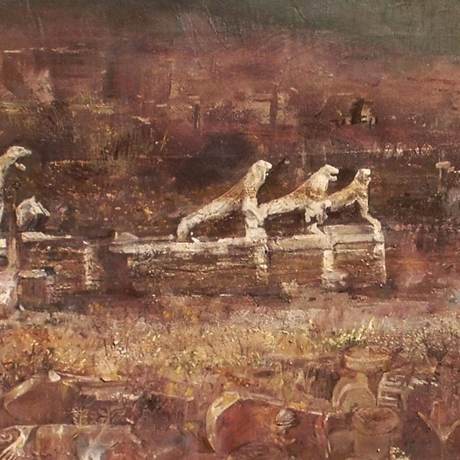 DELOS, Oil on canvas, 50x160, 2016 by Nikos Stratakis