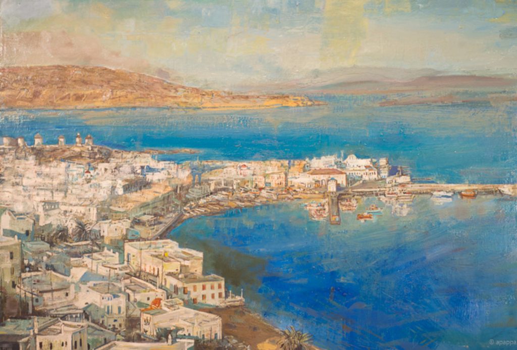 MYKONOS OIL ON CANVAS 2018 by Nikos Stratakis