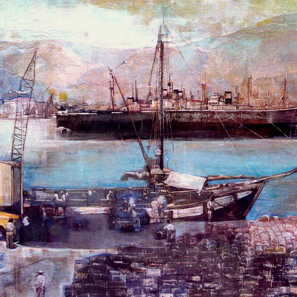 OLD PORT OF KALAMATA OIL ON CANVAS 110X140 2000 by Nikos Stratakis