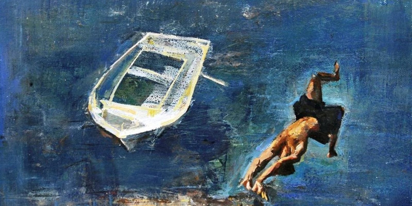 THE DIVER OIL ON CANVAS 50X70 2016 by Nikos Stratakis