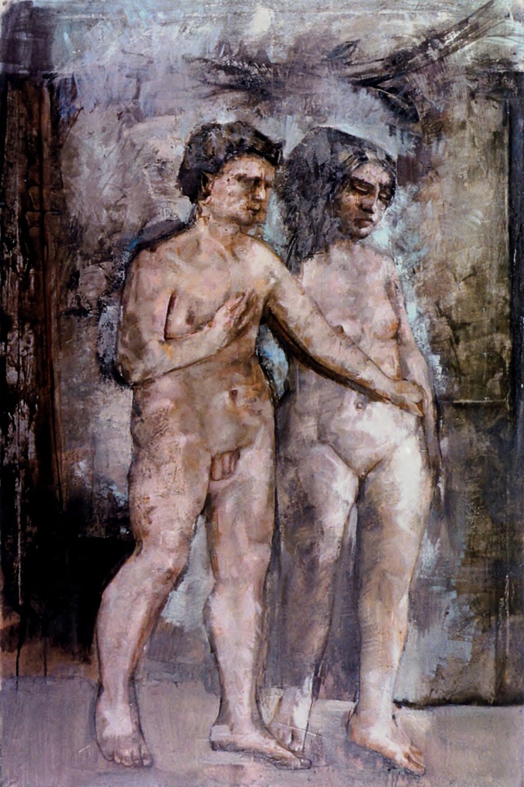 ADAM AND EVE Oil on canvas 110X160 1994 by Nikos Stratakis