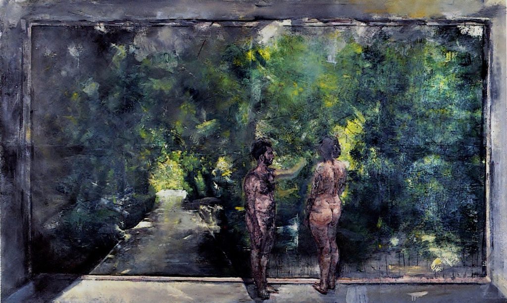 ADAM AND EVE Oil on canvas 150X250 1994 by Nikos Stratakis
