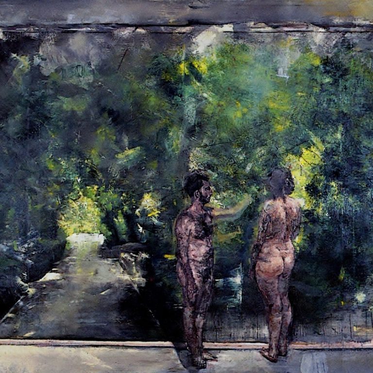 ADAM AND EVE Oil on canvas 150X250 1994 by Nikos Stratakis