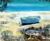 BLUE BOAT Oil on wood 10X15 2004 by Nikos Stratakis
