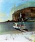 BOAT BY THE BEACH Oil on wood 20X30 2004 by Nikos Stratakis