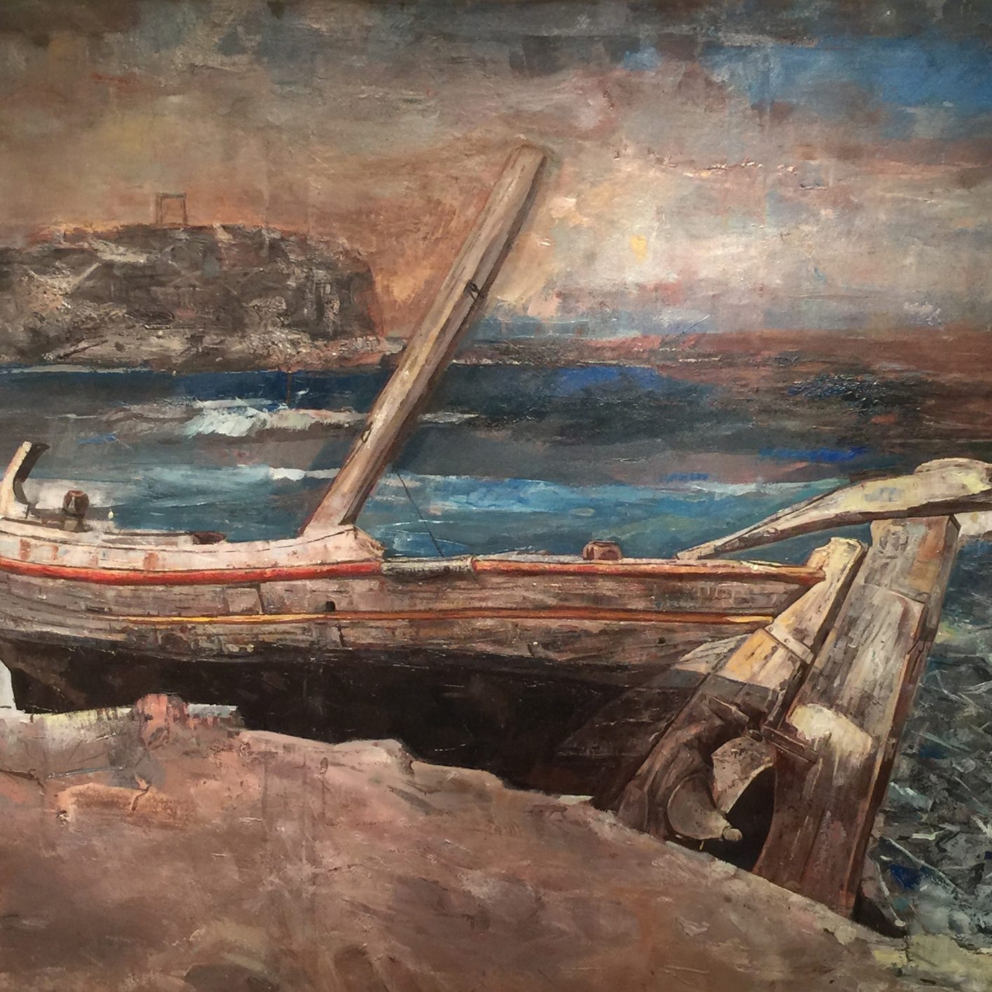 BOAT IN NAXOS Oil on canvas 120X160 2016 by Nikos Stratakis