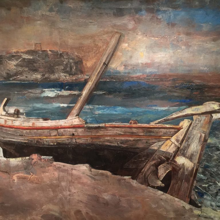 BOAT IN NAXOS Oil on canvas 120X160 2016 by Nikos Stratakis
