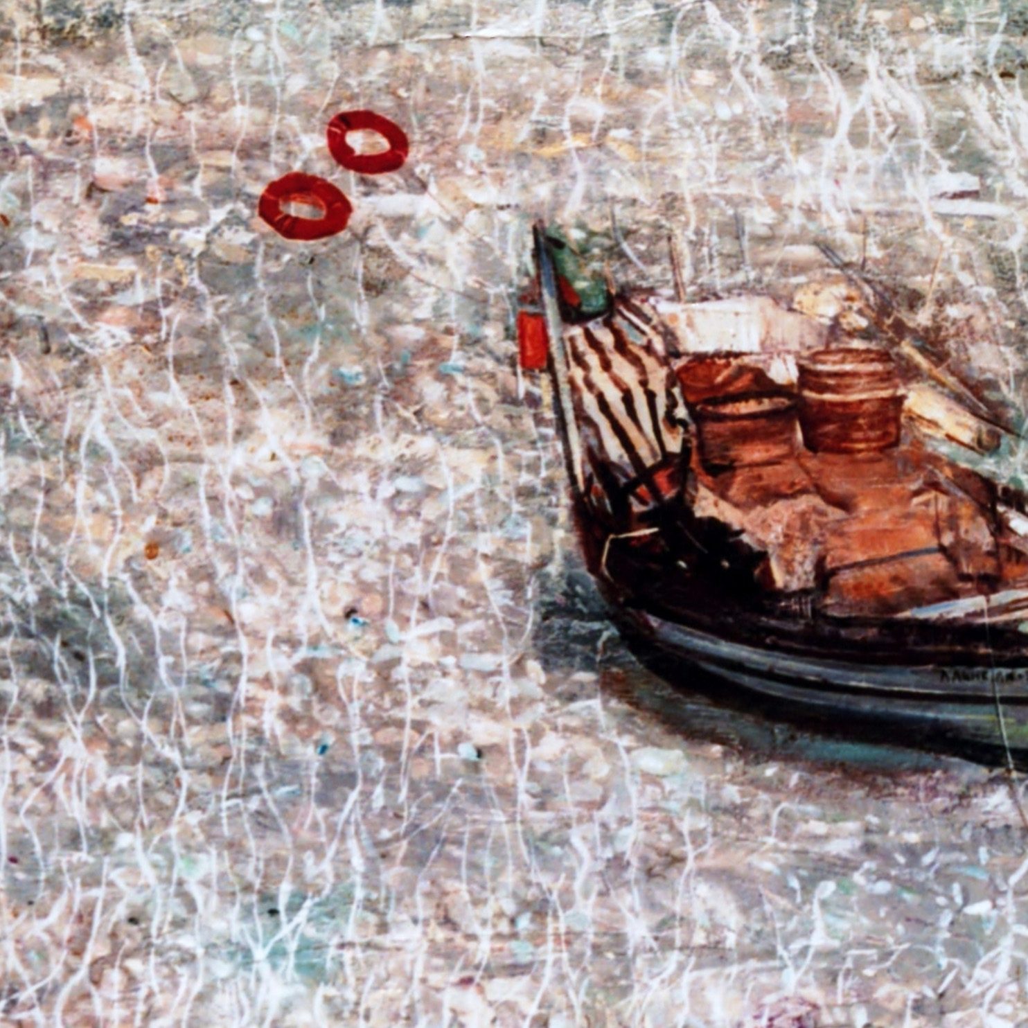 BOAT Oil on wood 30X30 2007 by Nikos Stratakis