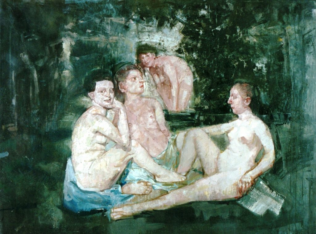 BREAKFAST Oil on canvas 200x150 1990 by Nikos Stratakis