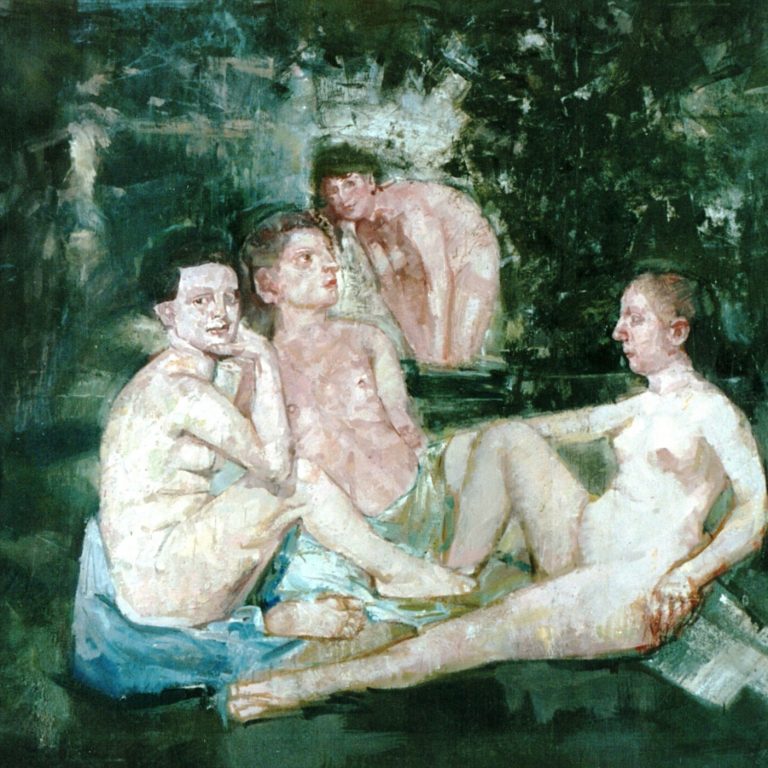 BREAKFAST Oil on canvas 200x150 1990 by Nikos Stratakis