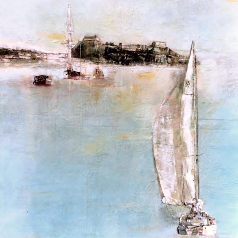 CORFU - THE BAY OF GARITSA Oil on canvas 100X150 2003 by Nikos Stratakis