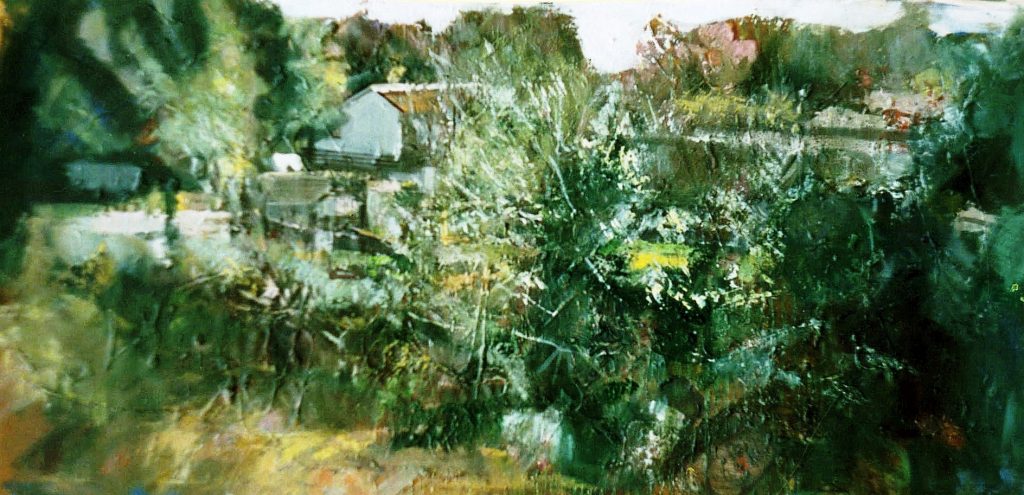 GARDEN Oil on canvas 200X100 1990 by Nikos Stratakis