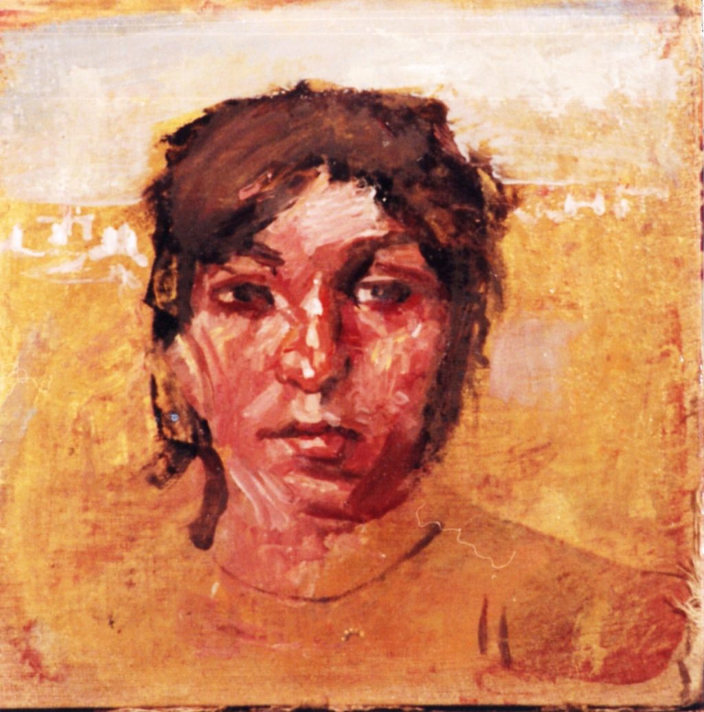 GIPSY Oil on Wood 70X80 1995 by Nikos Stratakis