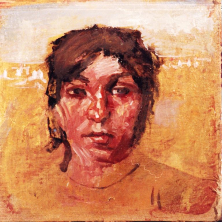 GIPSY Oil on Wood 70X80 1995 by Nikos Stratakis