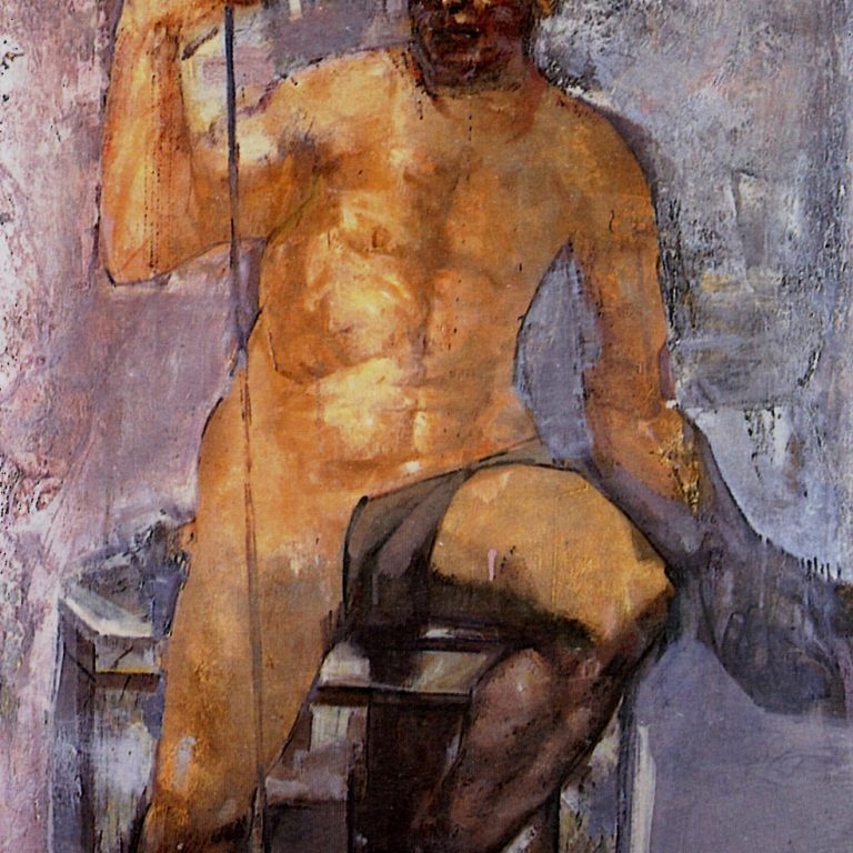 HEADSTONE Oil on canvas 80x160 1994 by Nikos Stratakis