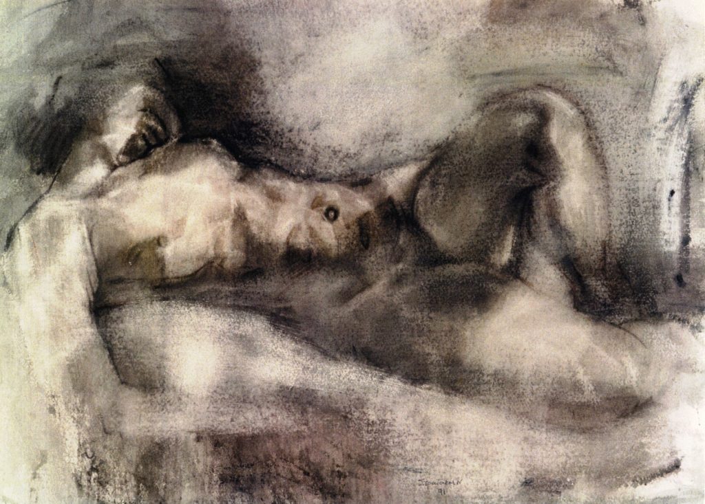 MALE NUDE Watercolor 50x70 1990 by Nikos Stratakis