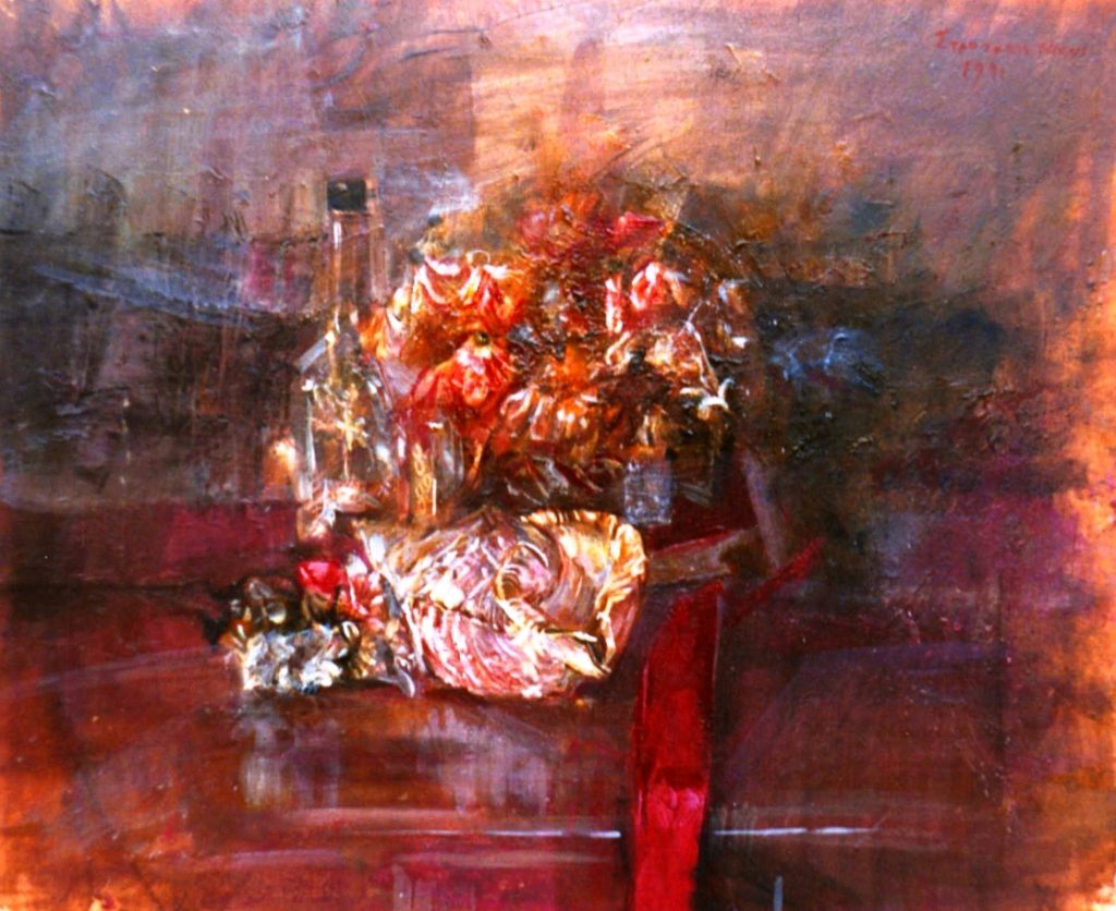 STILL LIFE, Oil on wood 40x50 1991 by Nikos Stratakis