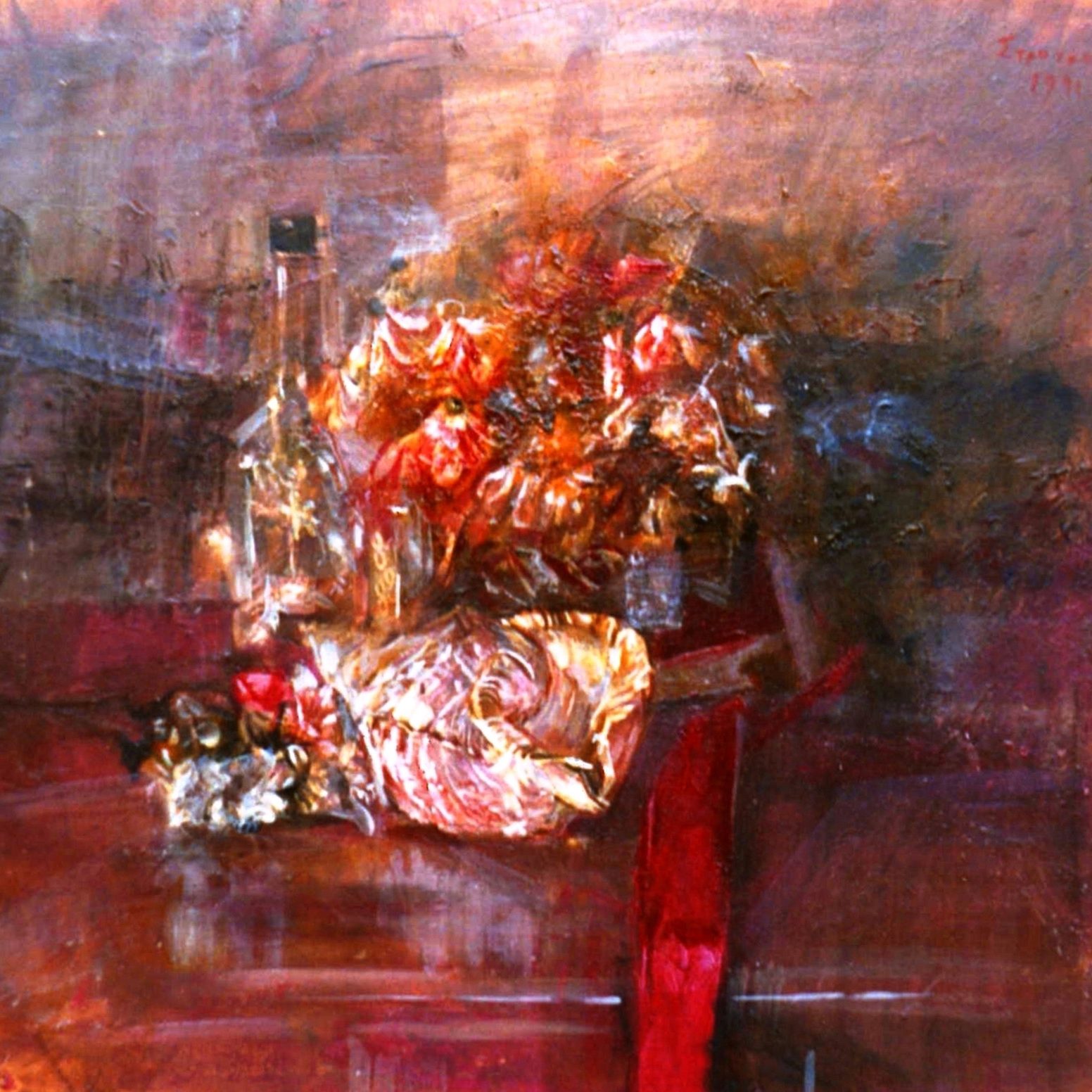 STILL LIFE, Oil on wood 40x50 1991 by Nikos Stratakis