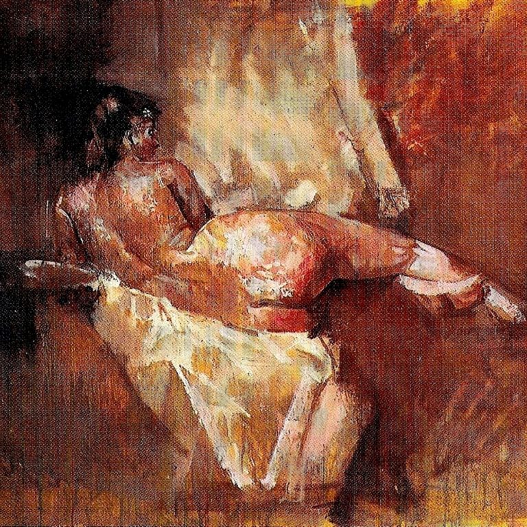 NUDE Oil on wood 70x90 1992 by Nikos Stratakis
