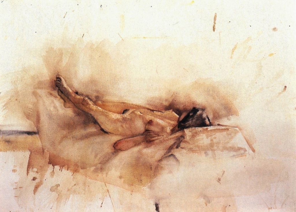 NUDE Watercolor 50x80 1989 by Nikos Stratakis