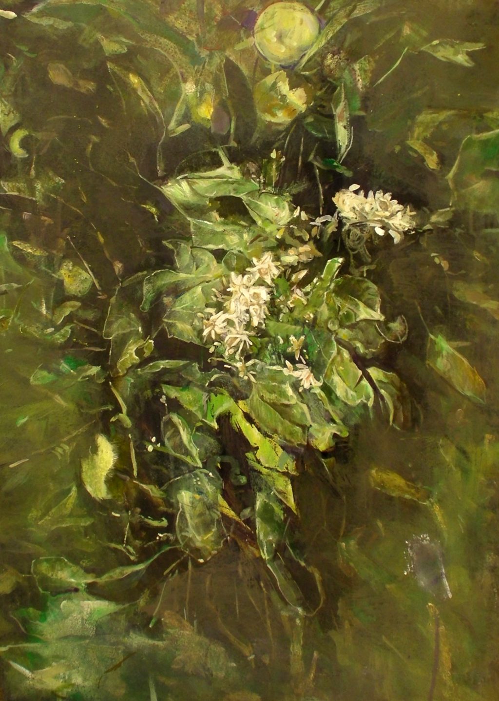 ORANGE TREE BLOSSOM Oil on canson prepared paper 50X70 2016 by Nikos Stratakis