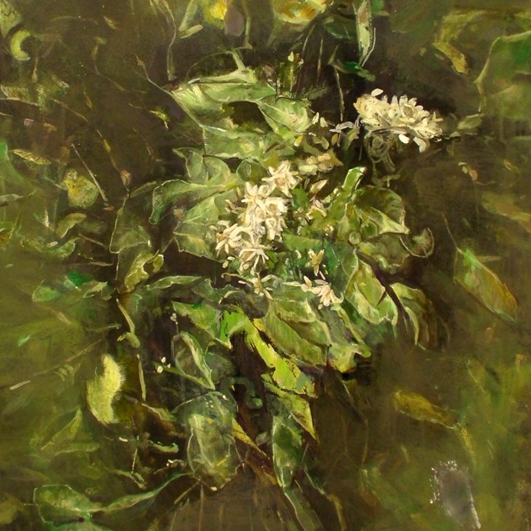 ORANGE TREE BLOSSOM Oil on canson prepared paper 50X70 2016 by Nikos Stratakis