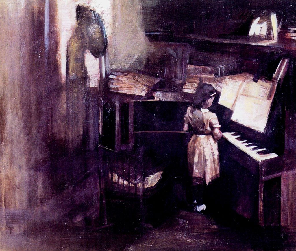 PIANO LESSON Oil on canvas 60x80 1996 by Nikos Stratakis