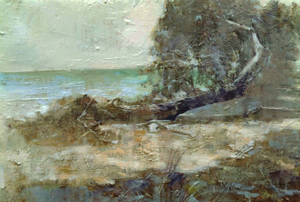 PINETREE BY THE BEACH Oil on canvas 50X70 1998 by Nikos Stratakis