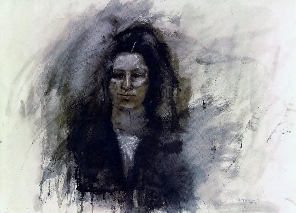 PORTRAIT Watercolor 50X70 1992 by Nikos Stratakis