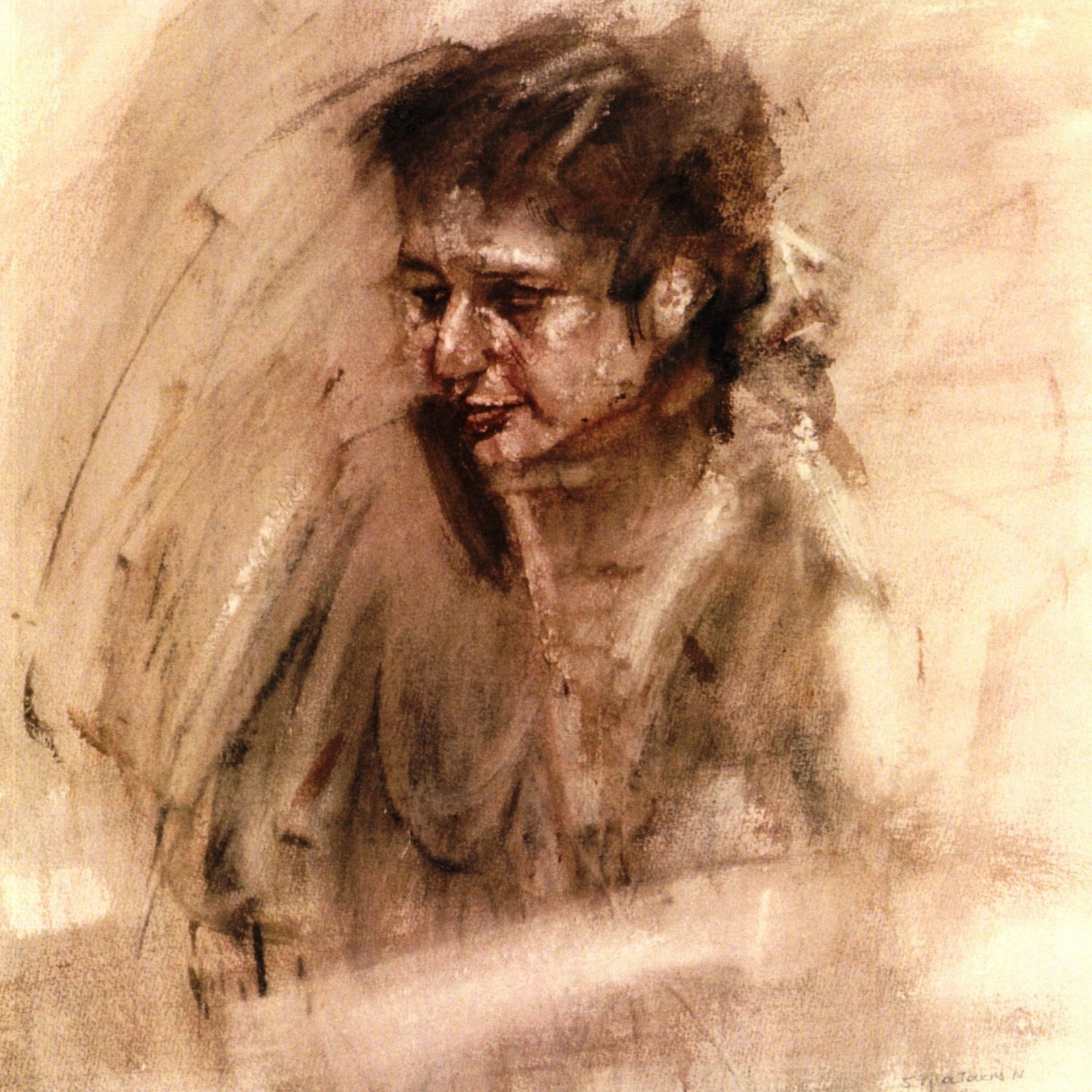 PORTRAIT Watercolor 70x90 1993 by Nikos Stratakis