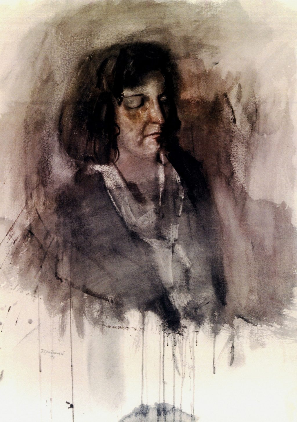PORTRAIT Watercolor 80x110 1992 by Nikos Stratakis