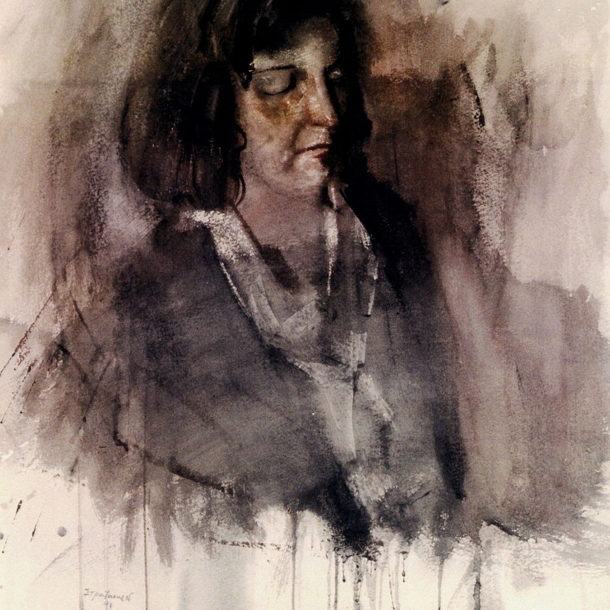 PORTRAIT Watercolor 80x110 1992 by Nikos Stratakis