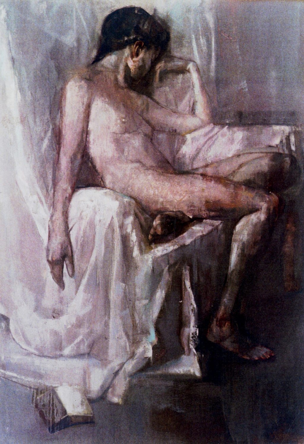 READER Oil on canvas 150x160 1999 by Nikos Stratakis