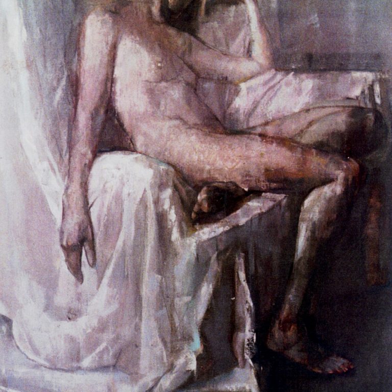 READER Oil on canvas 150x160 1999 by Nikos Stratakis