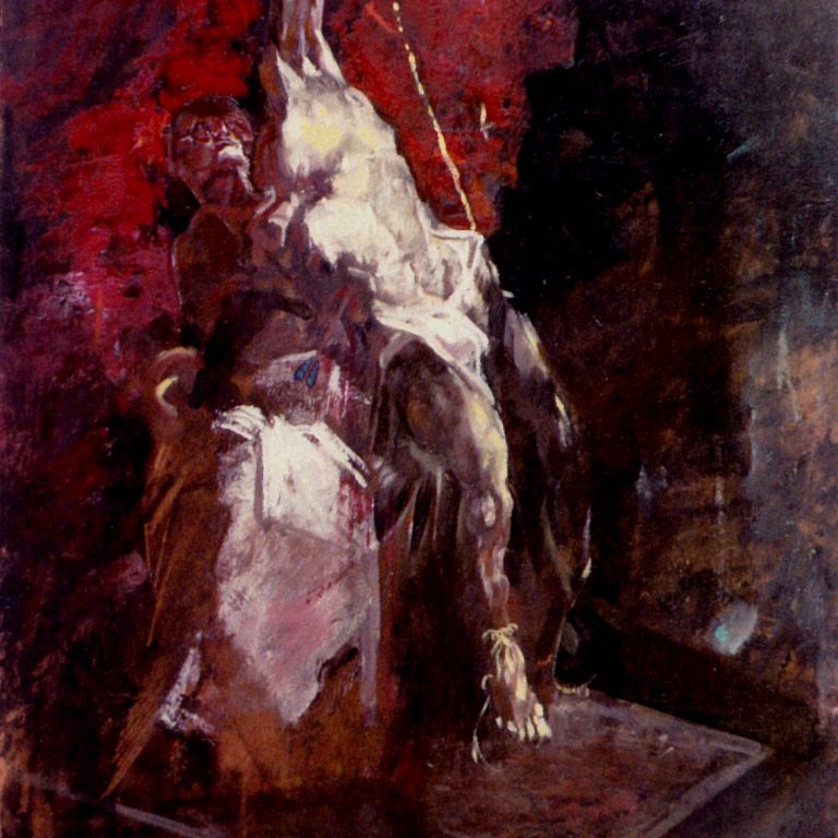 SAINT SEBASTIAN Oil on canvas 80x160 1992 by Nikos Stratakis