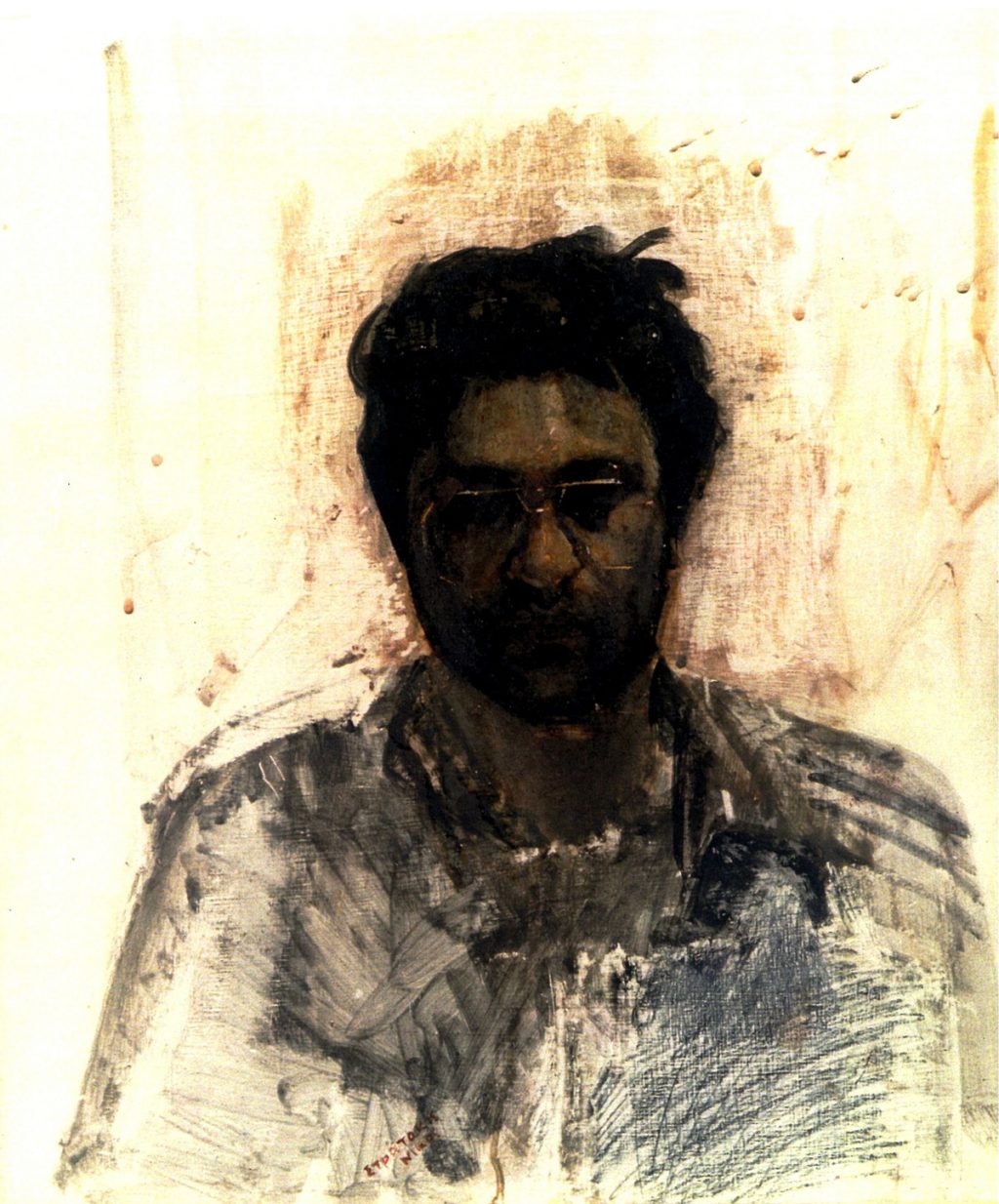 SELF PORTRAIT Egg tempera on canvas 35x30 1989 by Nikos Stratakis