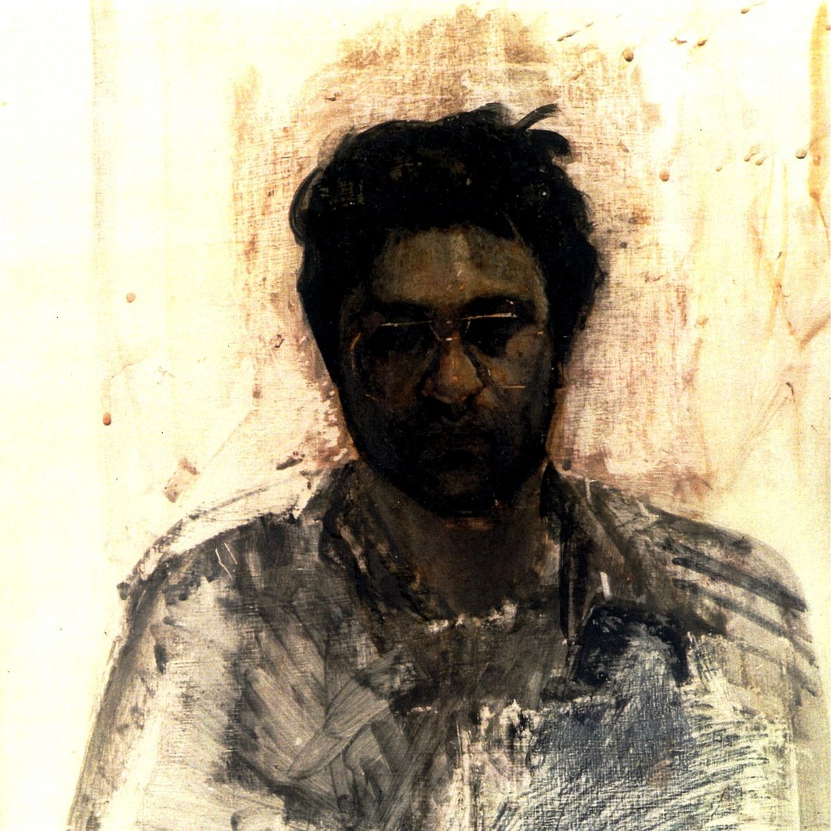 SELF PORTRAIT Egg tempera on canvas 35x30 1989 by Nikos Stratakis