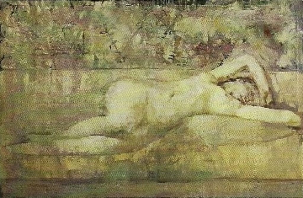 SLEEPING NUDE Oil on canvas 120x160 1993 by Nikos Stratakis