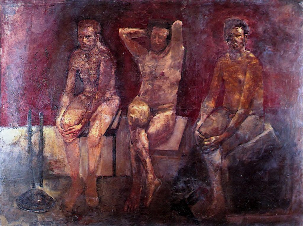ΟΙ ΜΟΝΟΜΑΧΟΙ, Λάδι σε καμβά, 200X150, 1994 - Νίκος Στρατάκης