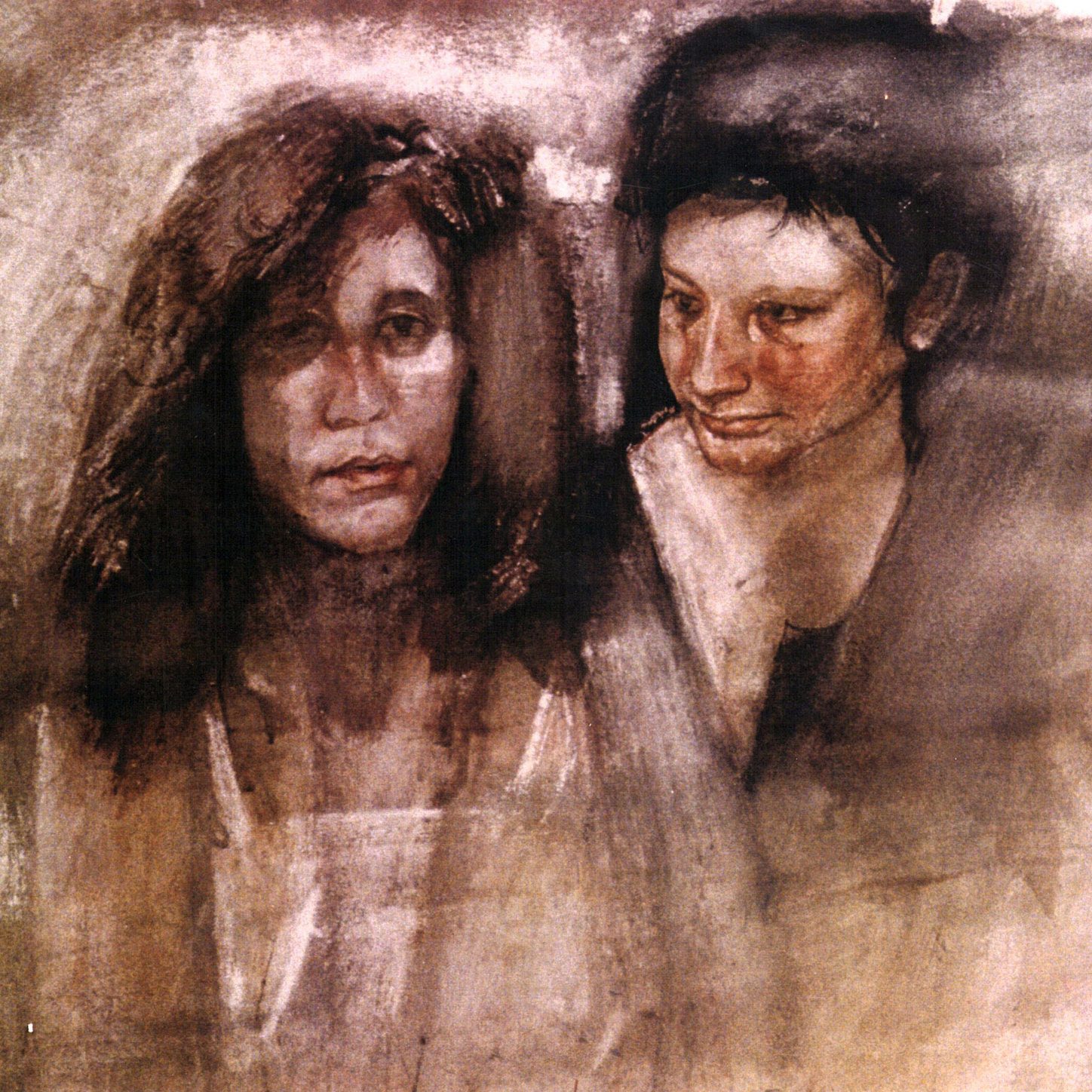 TWO FRIENDS Watercolor 70x100 1993 by Nikos Stratakis